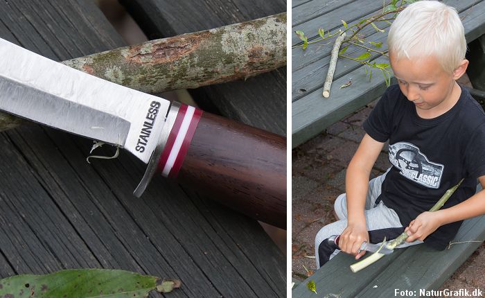 En god snittekniv til børn skal have fingerstopper - også kaldet parerblad.